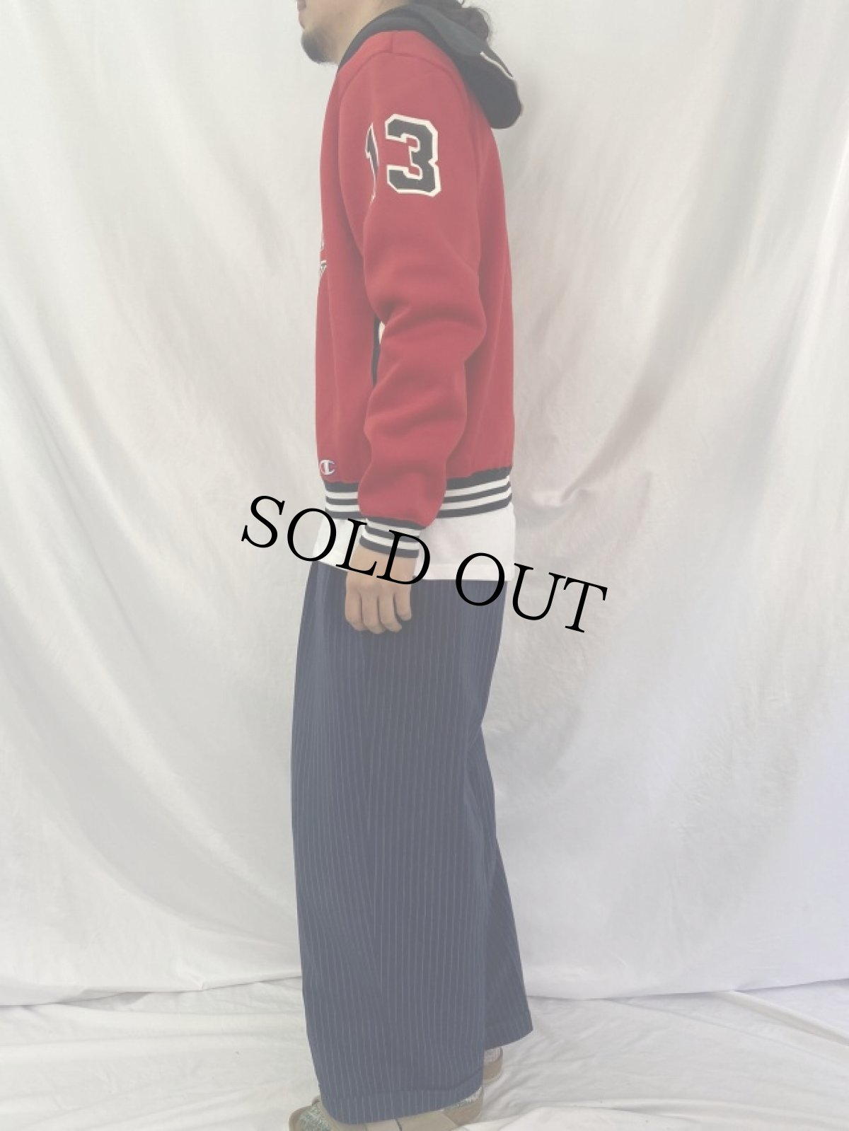 画像4: 60's Champion PRODUCTSタグ USA製 ラビットフード ナイロンハーフジップスウェット L (4)