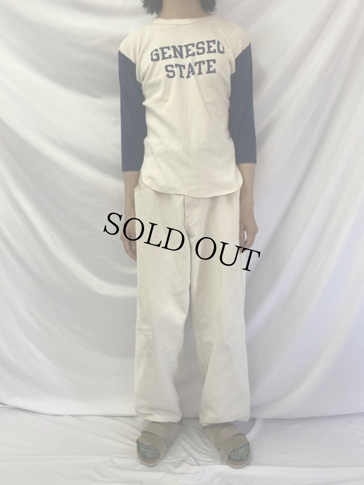 画像2: 70's Champion バータグ USA製 "GENESED STATE" 染み込みプリントロンT L (2)