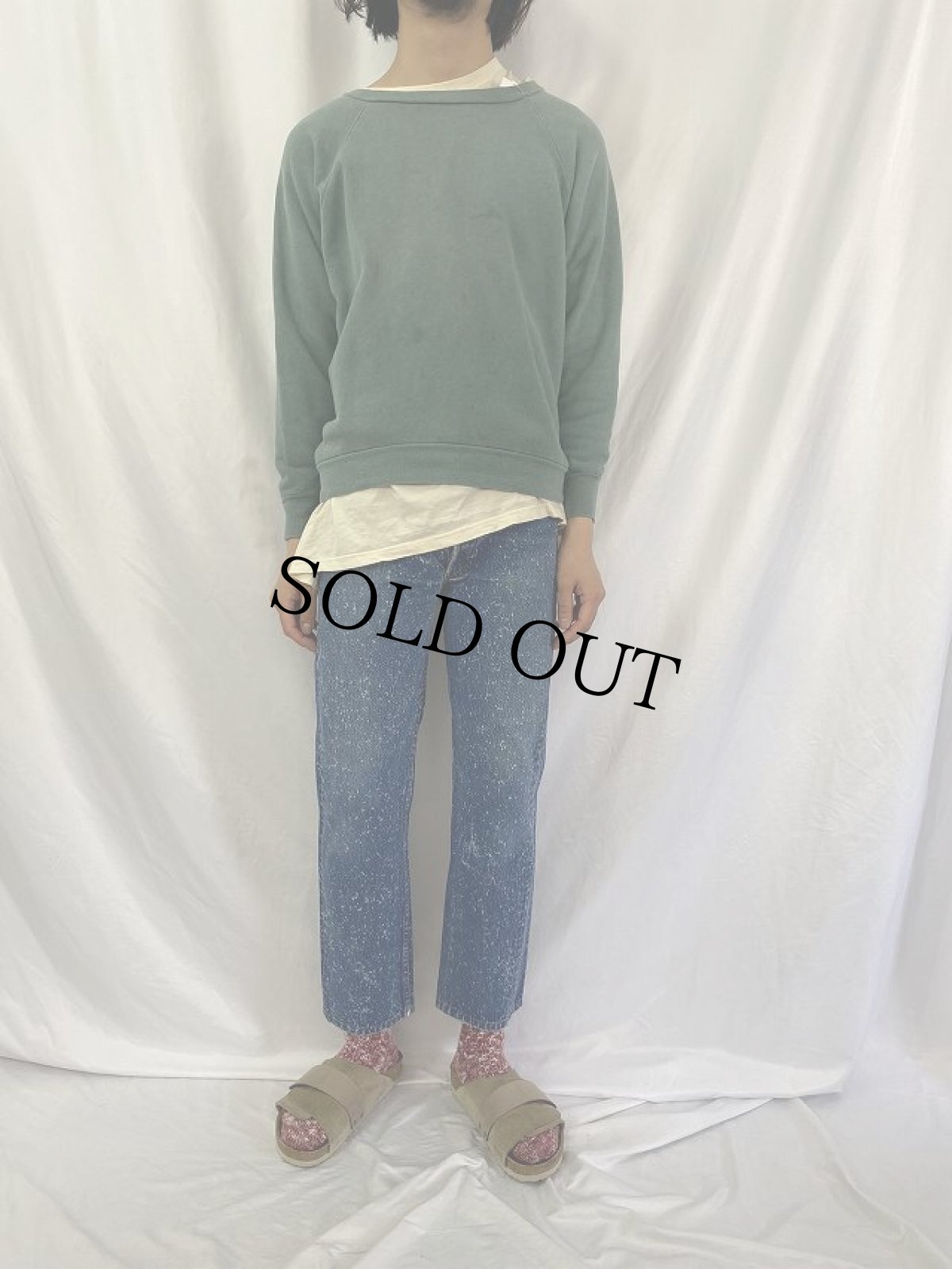 画像2: 70's Helthknit USA製 ラグラン 無地スウェット M (2)