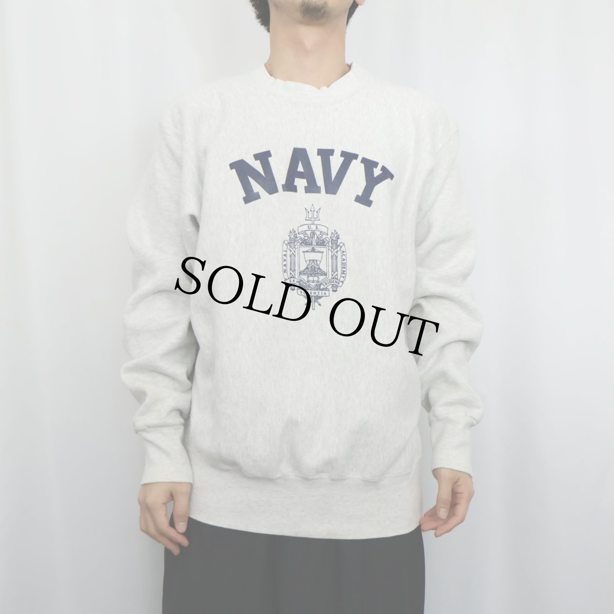 画像2: 90's USA製 REVERSE WEAVE TYPE "NAVY" プリントスウェット L (2)