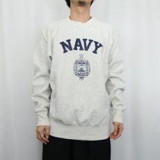 画像2: 90's USA製 REVERSE WEAVE TYPE "NAVY" プリントスウェット L (2)