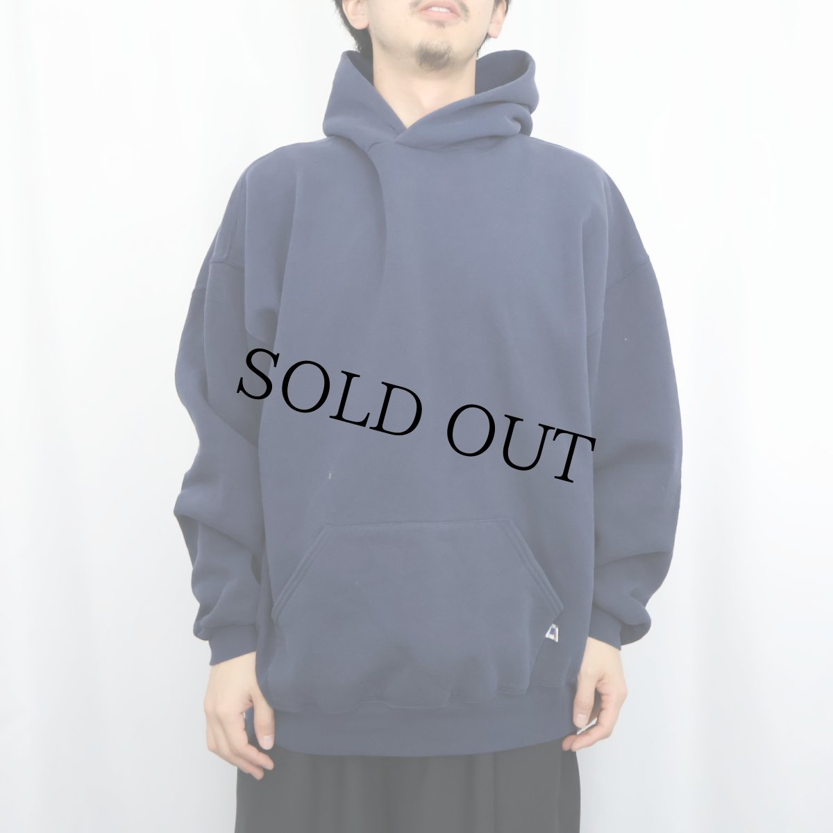 画像2: 90's RUSSELL ATHLETIC USA製 無地 スウェットフーディー NAVY XXL (2)