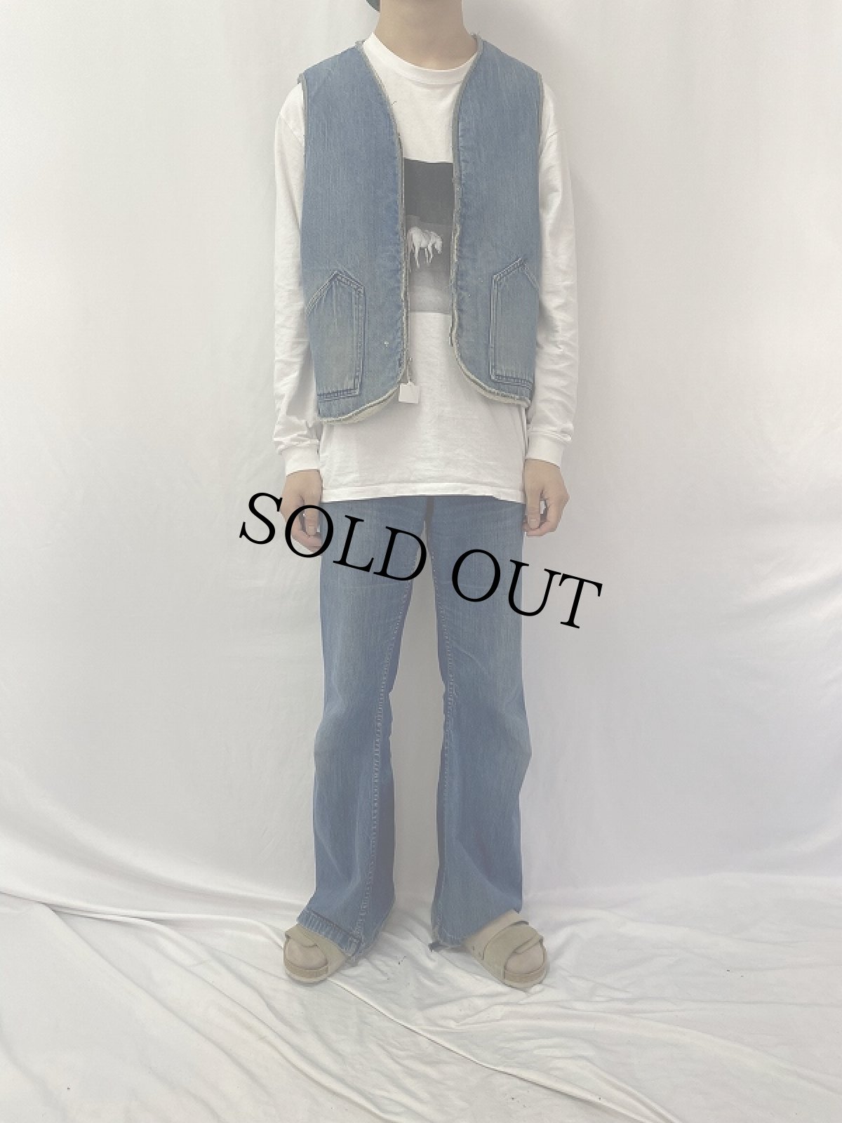 画像2: 60's ボアライナー デニムベスト  (2)