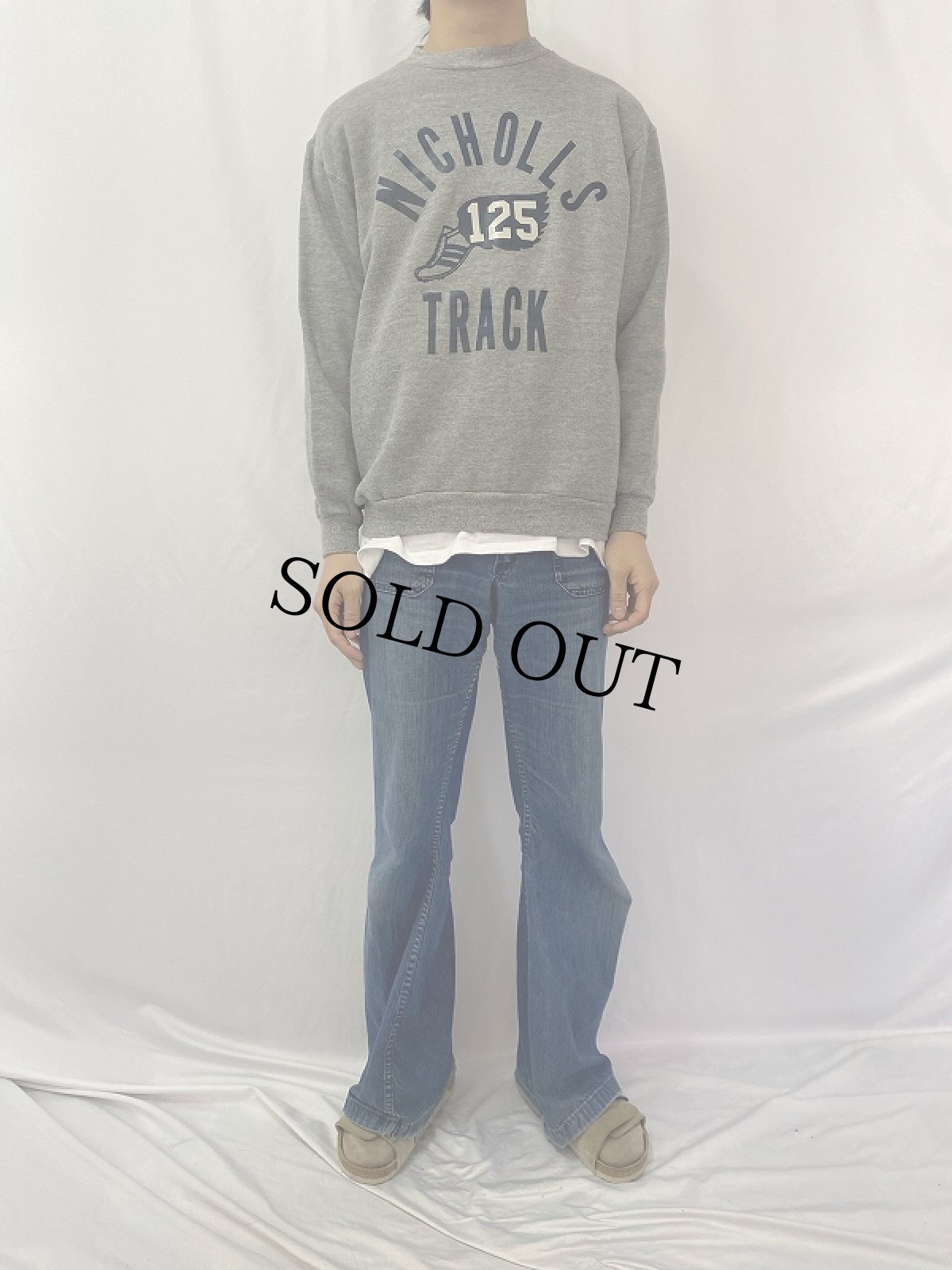 画像2: 90's RUSSEL ATHELETIC USA製 "NICHOLLS" ウィングフットプリントスウェット L (2)