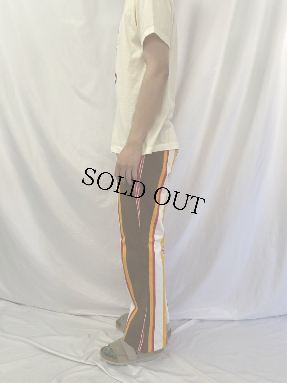 画像3: 70's EMMI ORIGINAL マルチストライプ柄 フレアパンツ W32 (3)