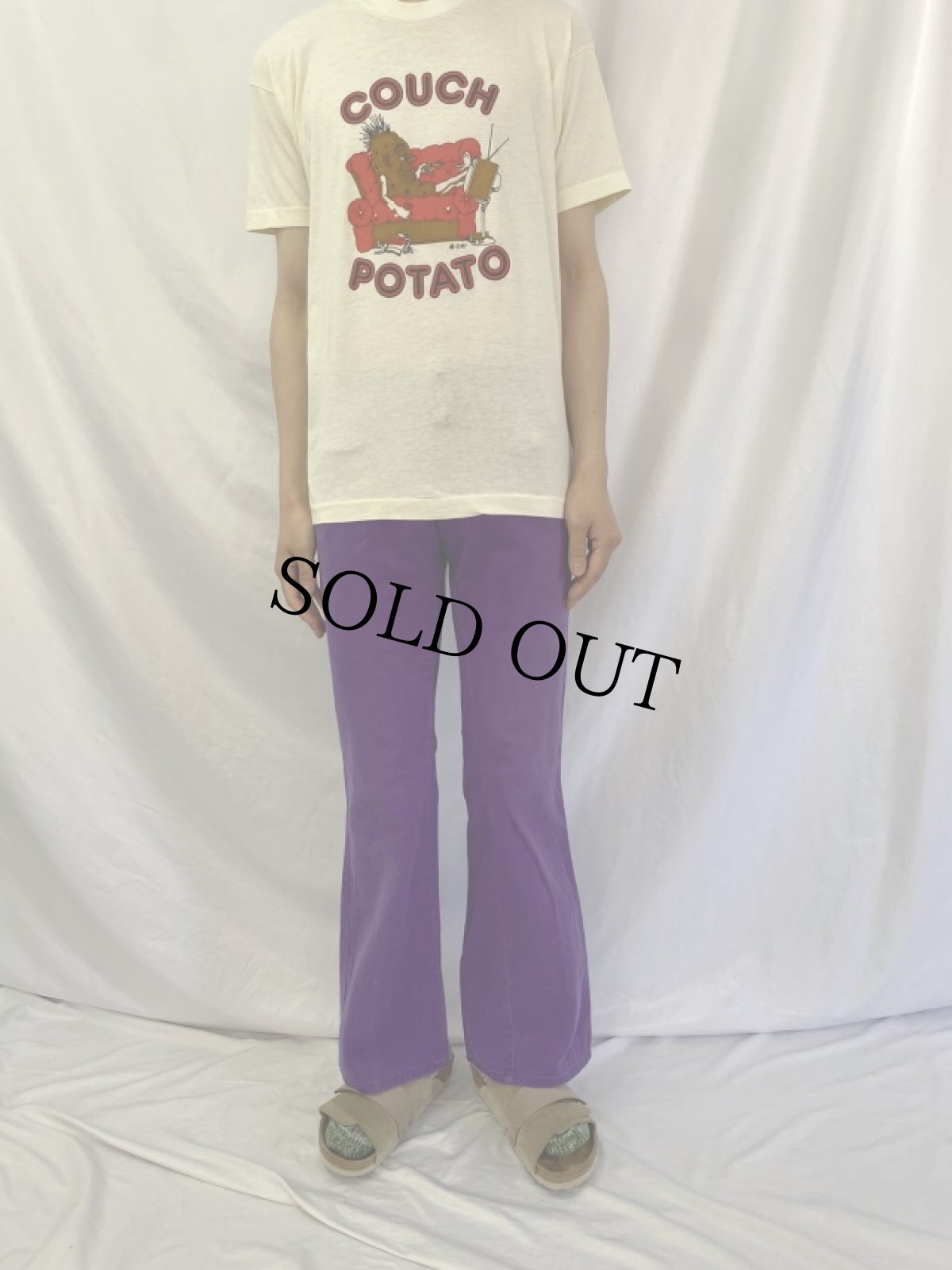 画像2: 70's〜 カラーフレアパンツ W31 (2)