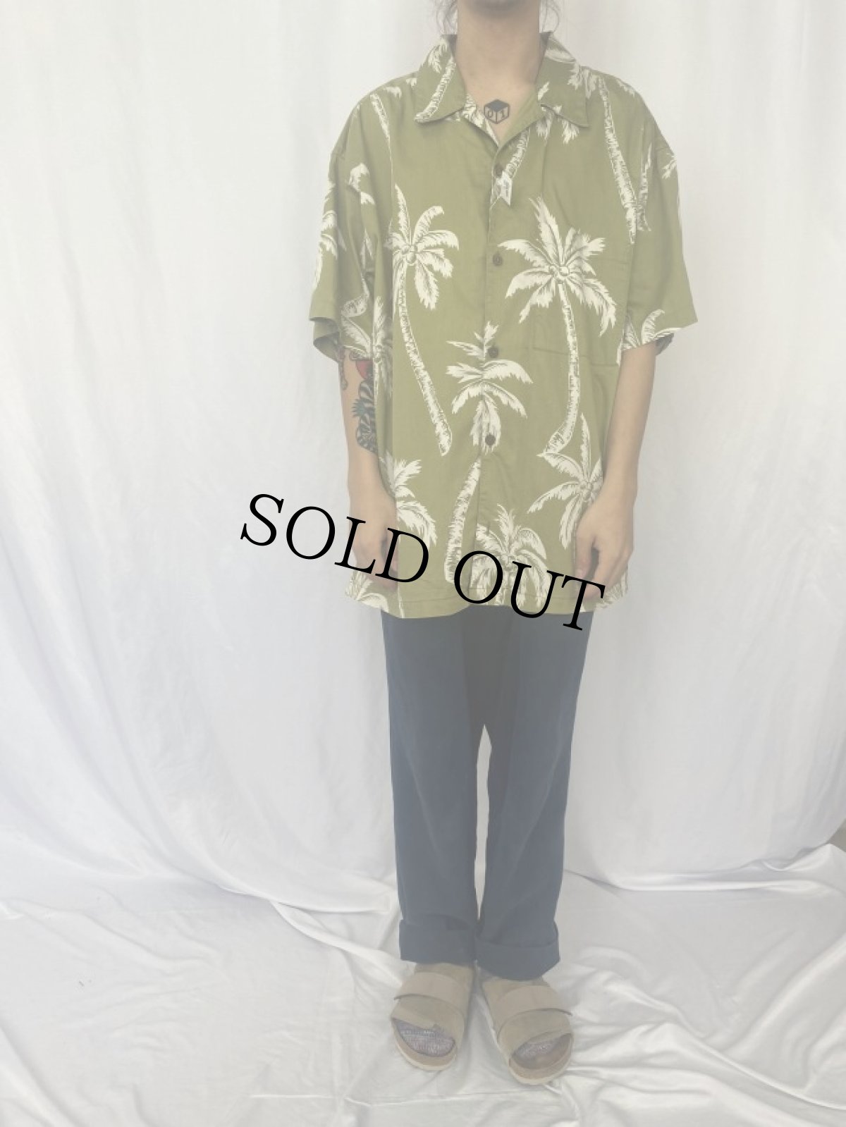 画像2: Patagonia Pataloha ヤシの木柄 コットンアロハシャツ XL (2)