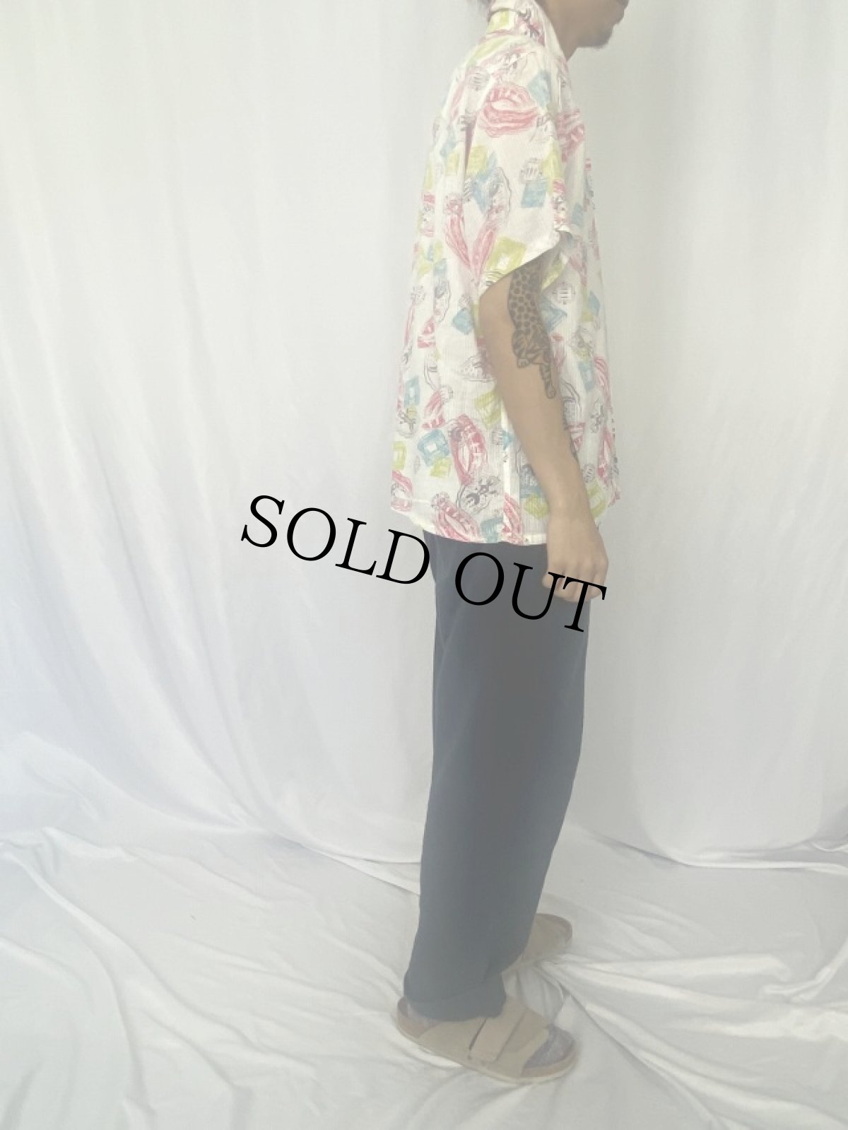 画像3: 50's Seawanee 総柄 オープンカラーシャツ M (3)