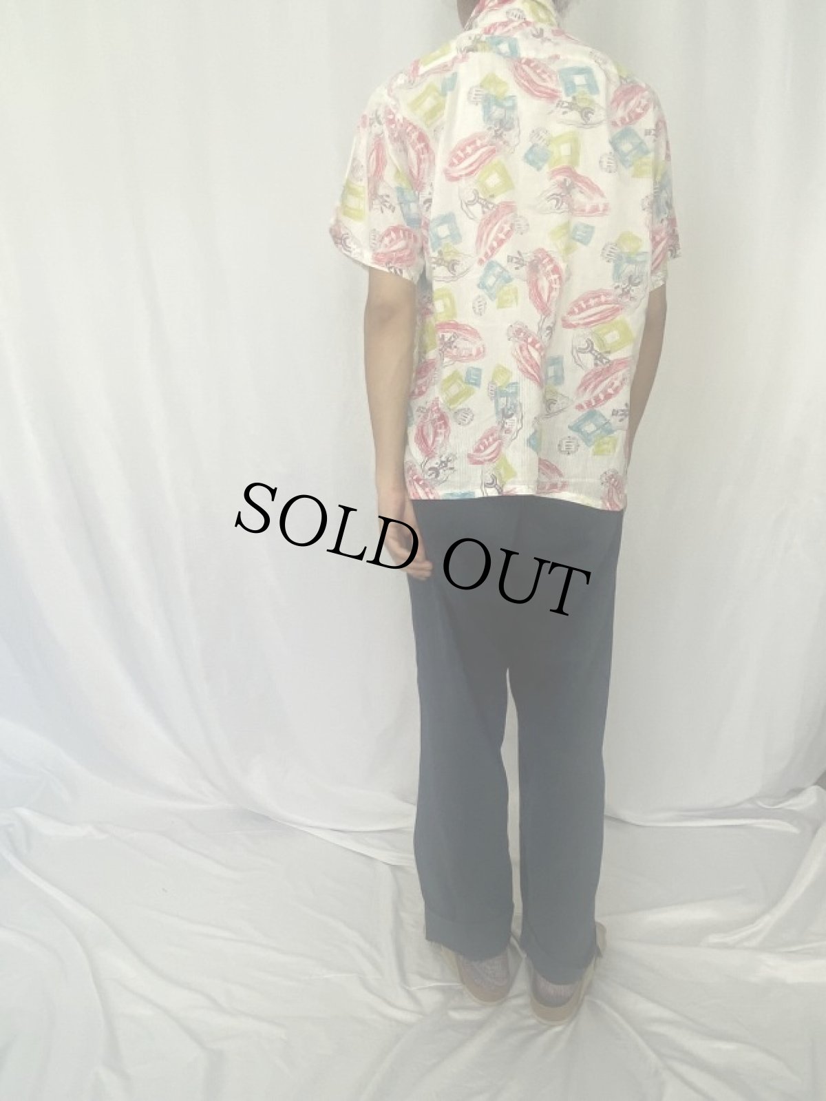 画像4: 50's Seawanee 総柄 オープンカラーシャツ M (4)