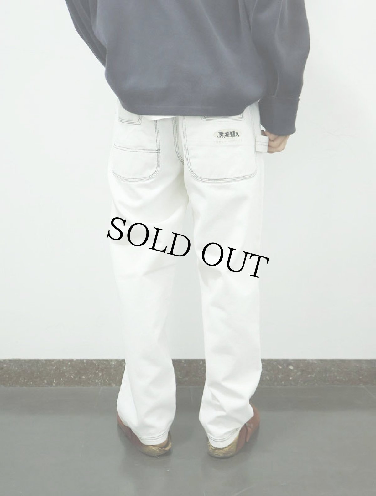 画像4: J.O.B.b CLOTHING CO. ロゴ刺繍 ホワイトデニムペインターパンツ W32 (4)