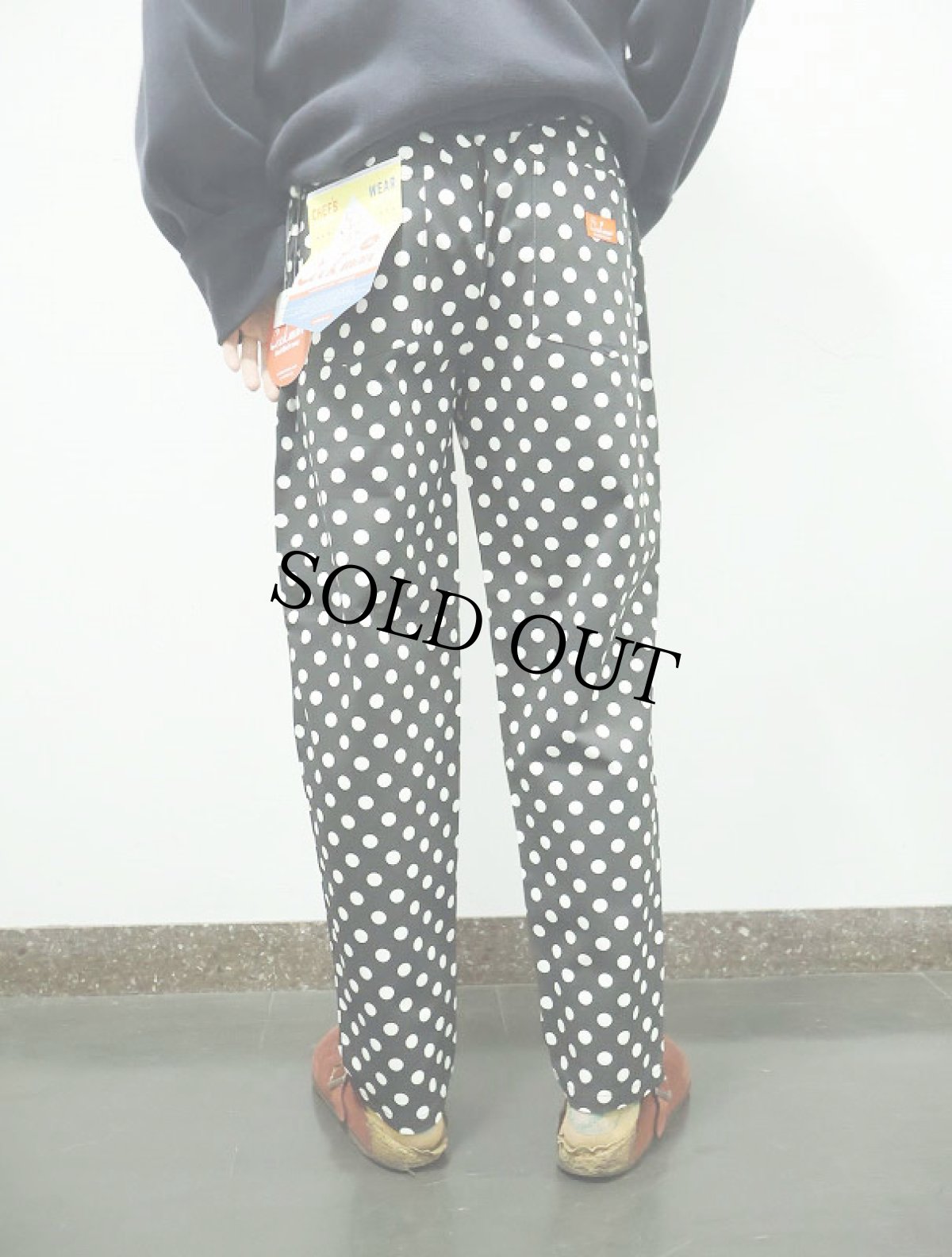 画像4: Cookman ドット柄 シェフパンツ フラッシャー付き未使用 M (4)