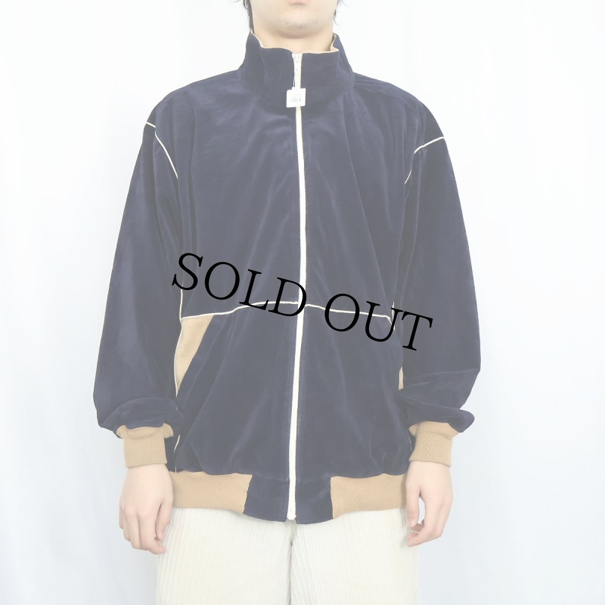 画像2: 70's Saks Fifth Avenue ベロアトラックジャケット NAVY XL (2)