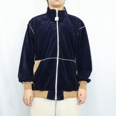 画像2: 70's Saks Fifth Avenue ベロアトラックジャケット NAVY XL (2)