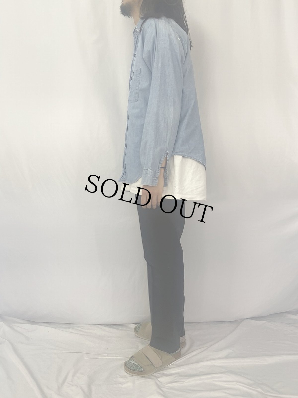 画像3: 70〜80's FIVE BROTHERS USA製 シャンブレーシャツ L (3)