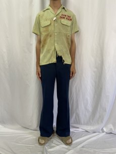 画像2: 〜60's MJ ORIGINAL "SUN TAI SAM YUEN" チェーン刺繍 ボーリングシャツ M (2)
