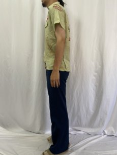 画像3: 〜60's MJ ORIGINAL "SUN TAI SAM YUEN" チェーン刺繍 ボーリングシャツ M (3)