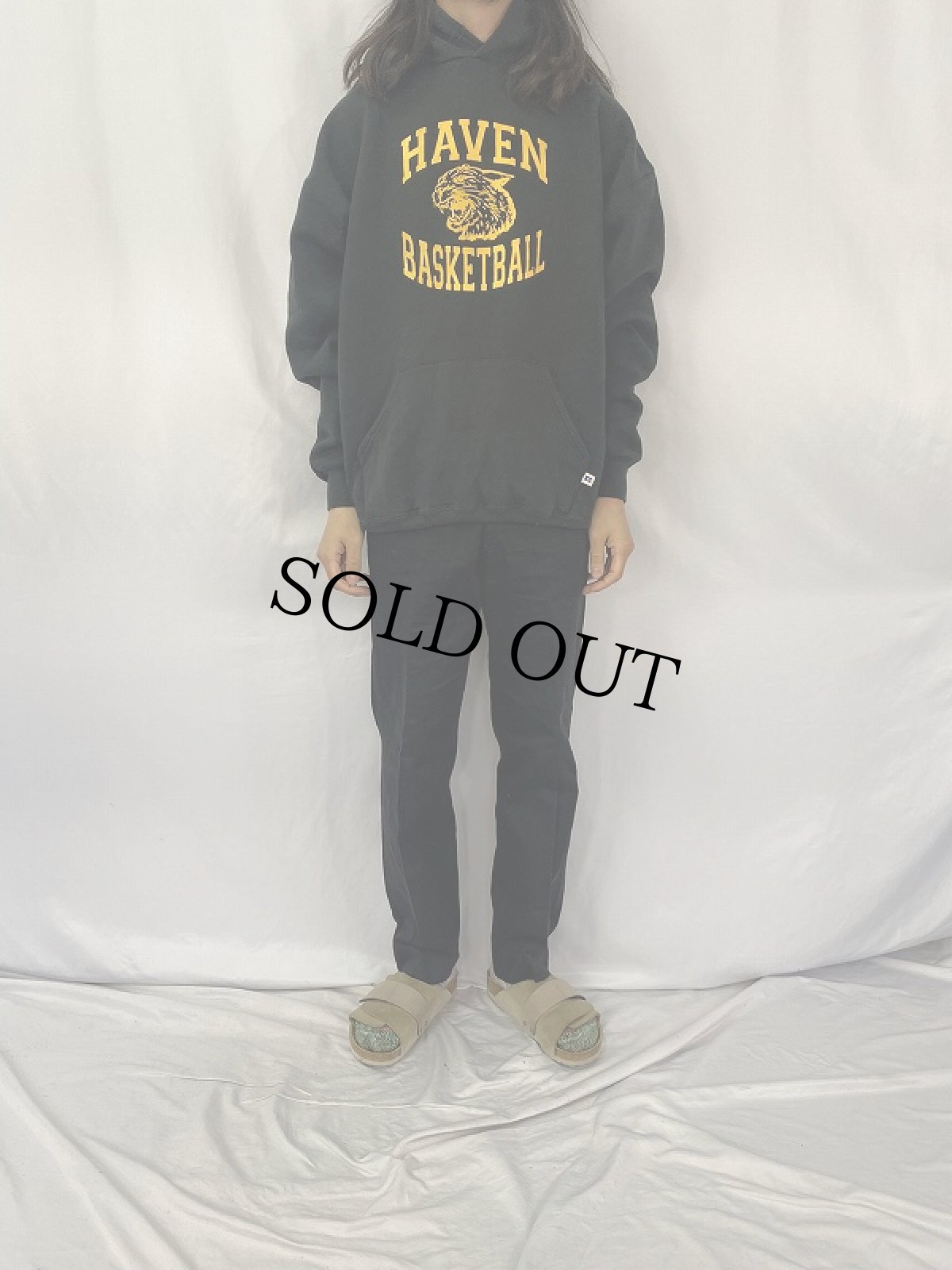 画像2: 90's RUSSEL ATHELETIC USA製 "HAVEN BASKETBALL" プリントスウェットフーディ XXL BALCK (2)