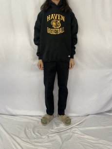 画像2: 90's RUSSEL ATHELETIC USA製 "HAVEN BASKETBALL" プリントスウェットフーディ XXL BALCK (2)