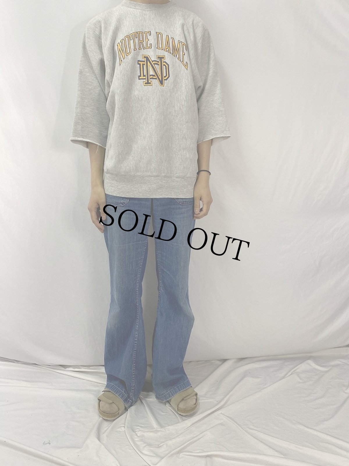 画像2: 80's Champion REVERSE WEAVE USA製 トリコタグ "NOTRE DAME" カットオフスウェット XL (2)