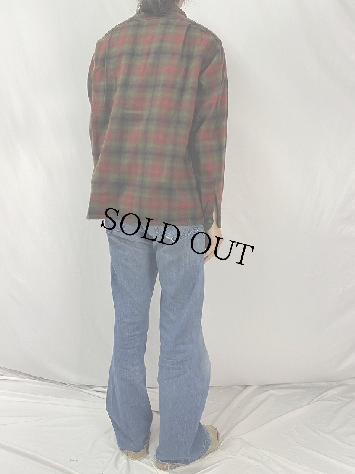 画像4: 50's PENDLETON オンブレーチェック柄 ウールシャツ L (4)