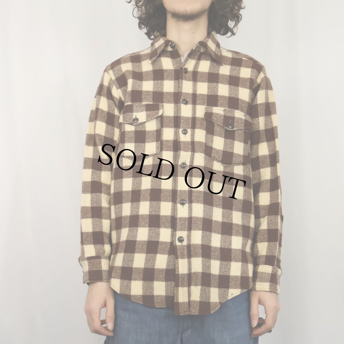 画像2: 60's Woolrich ブロックチェック柄 ウールシャツ SIZE16 (2)