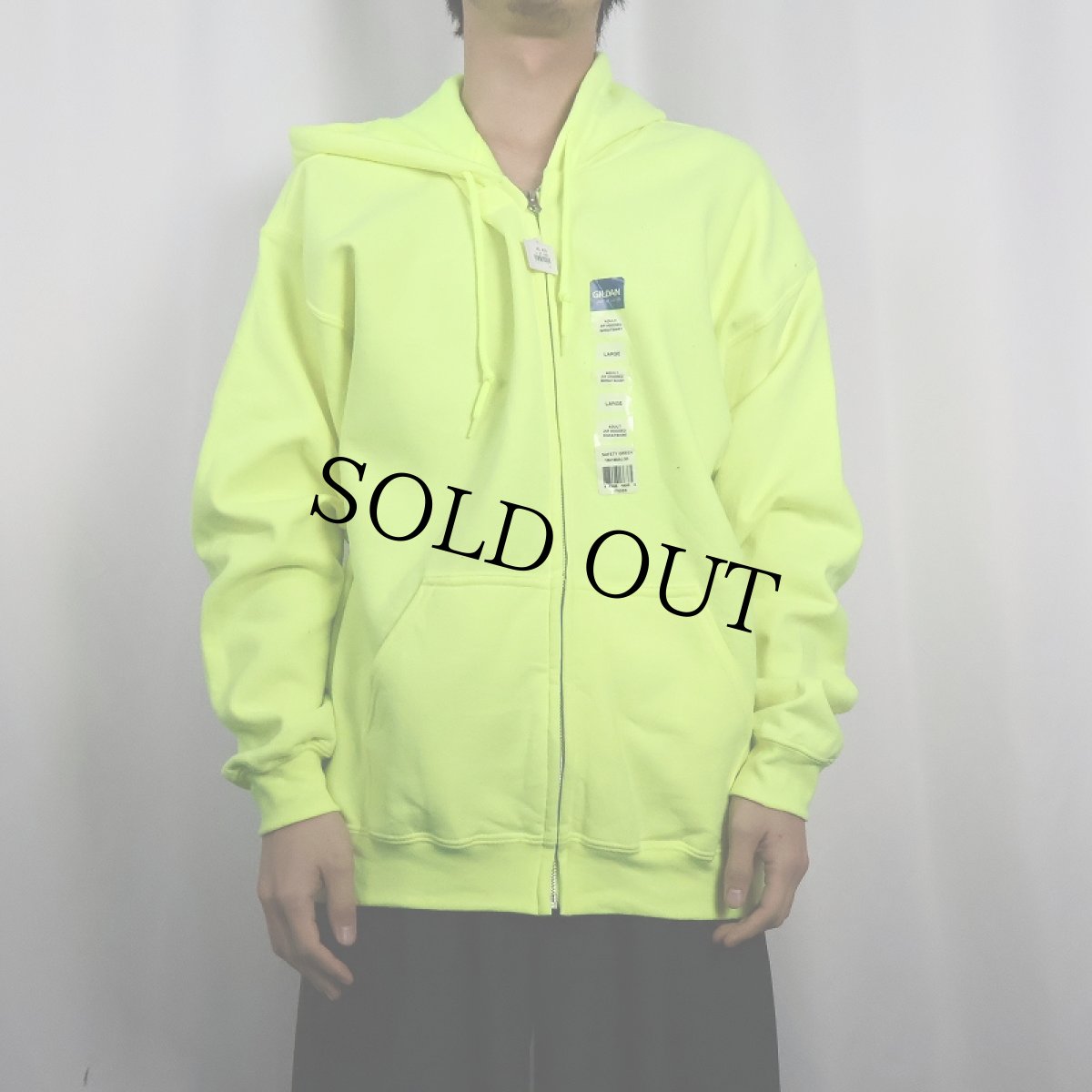 画像2: GILDAN 無地スウェットジップパーカー L 未使用 (2)