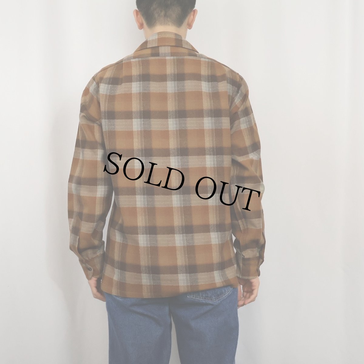 画像3: 70's PENDLETON チェック柄 オープンカラーウールシャツ S (3)