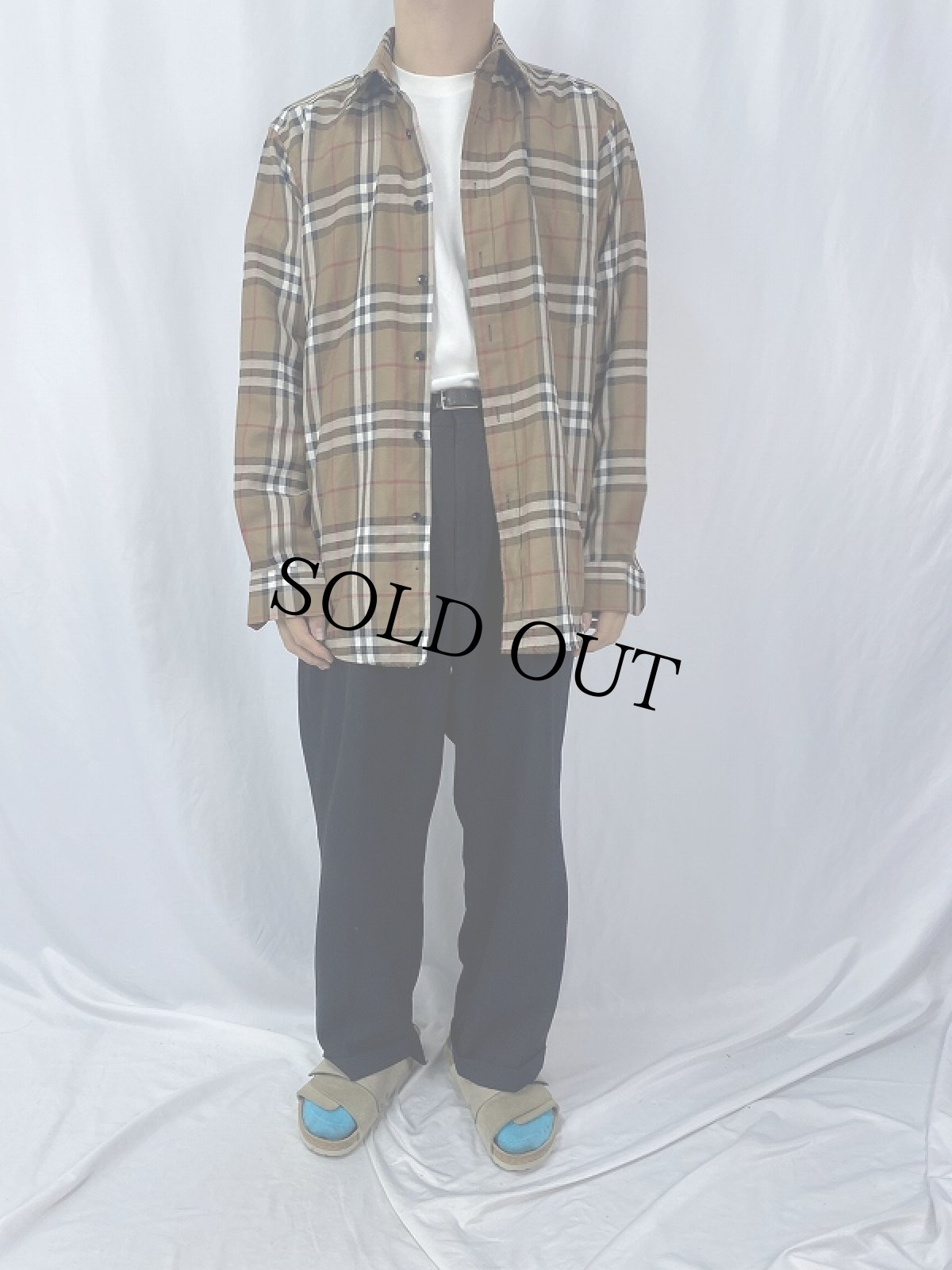 画像2: BURBERRY バーバリーチェック柄 ロゴ刺繍 コットンシャツ XXL (2)