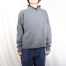 画像2: 2000's Timberland ロゴ刺繍 エルボーパッチ付き タートルネック リブニットセーター L (2)