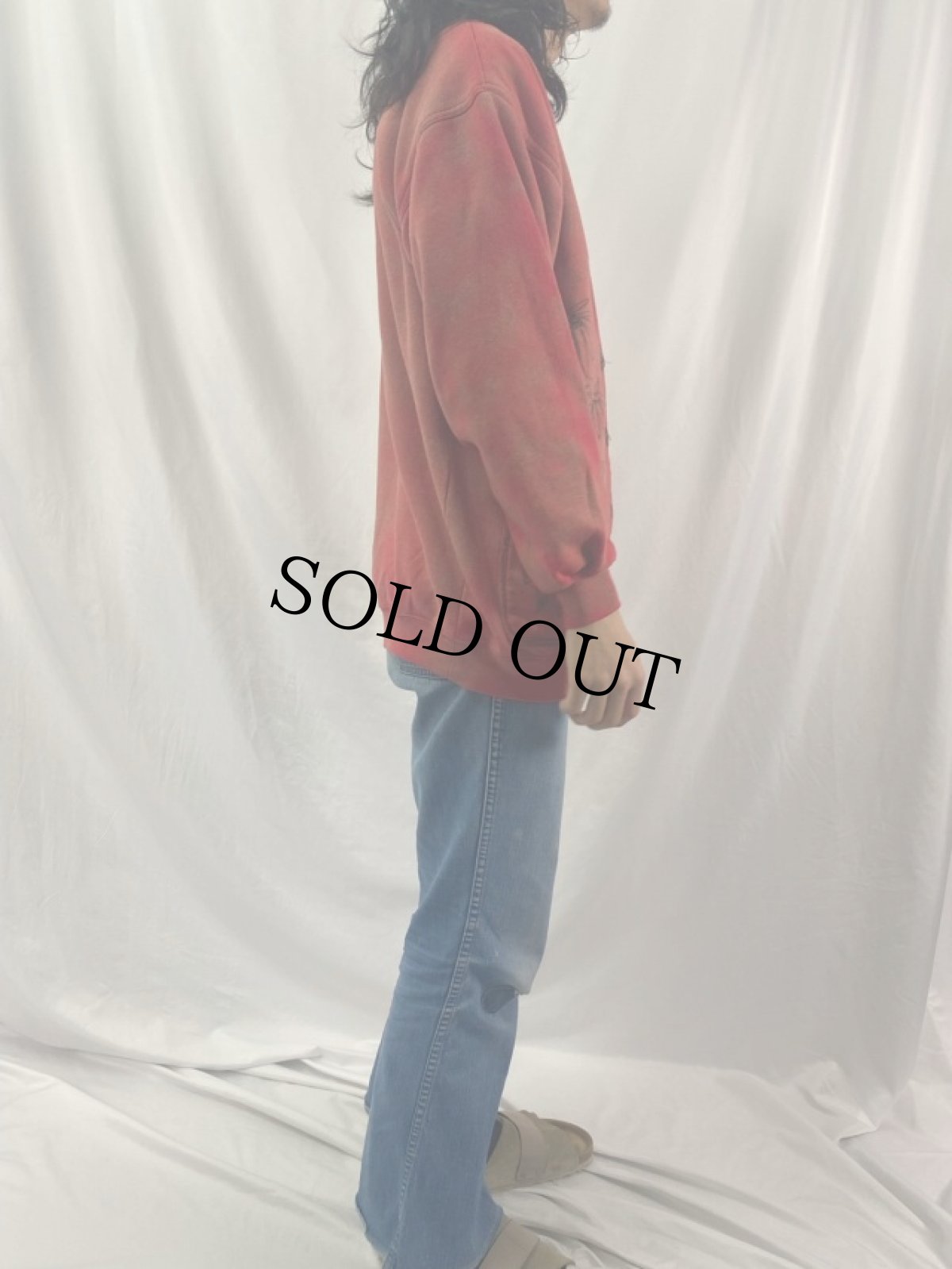 画像3: ハンドペイントフラワーアート スウェットカーディガン M (3)