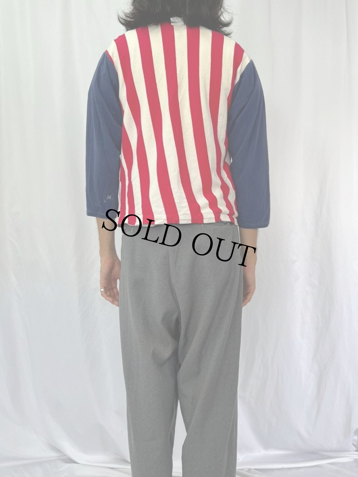 画像4: 70's Brentwood 星条旗デザイン フットボールロンT L (4)