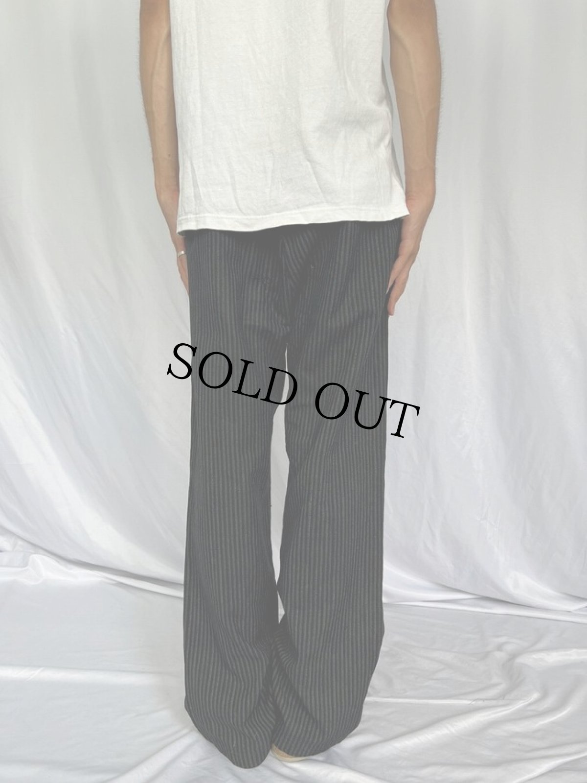 画像5: 〜40's ストライプ柄 針刺しシンチバック ワークパンツ (5)