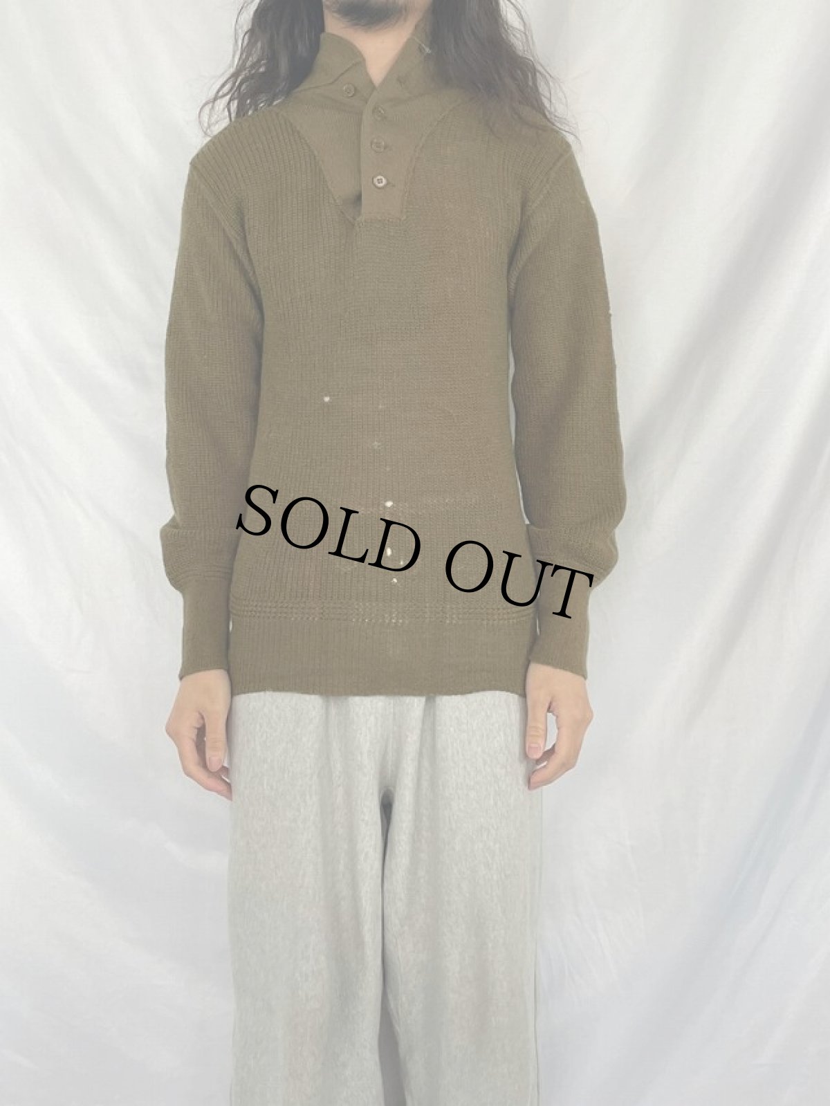 画像2: 40's U.S.ARMY ヘンリーネックセーター SMALL (2)