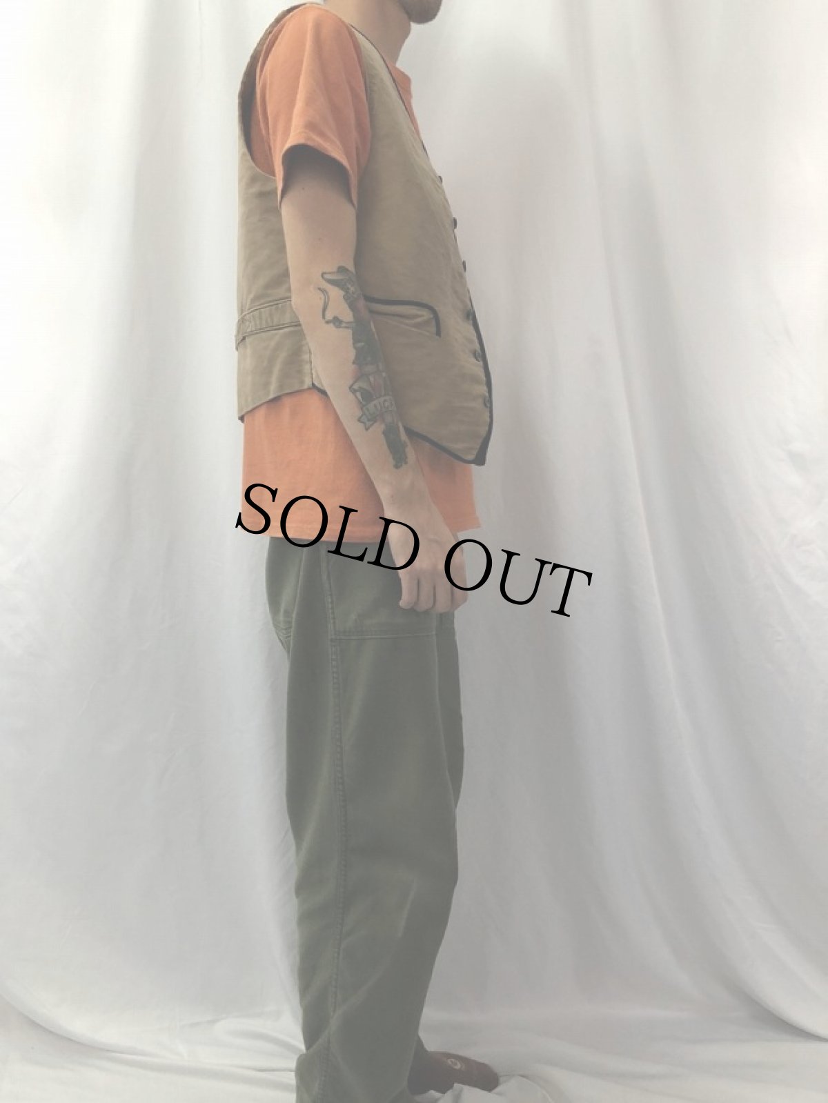 画像3: 40's FRENCH WORK モールスキンベスト (3)