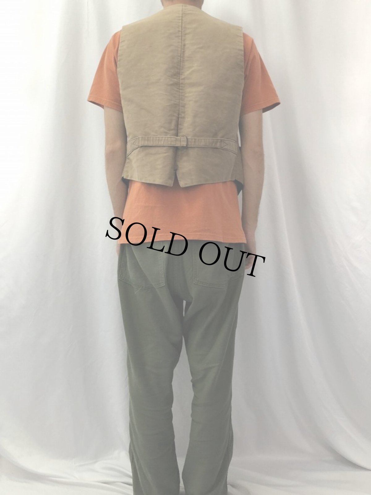 画像4: 40's FRENCH WORK モールスキンベスト (4)