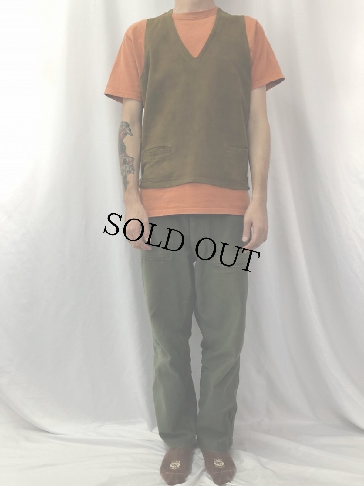 画像2: 40's ディアスキン プルオーバーベスト (2)