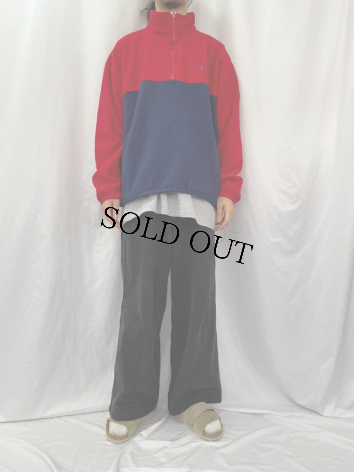 画像2: 90's POLO Ralph Lauren USA製 "POLO HI TECH" ハーフジップフリースジャケット XL (2)