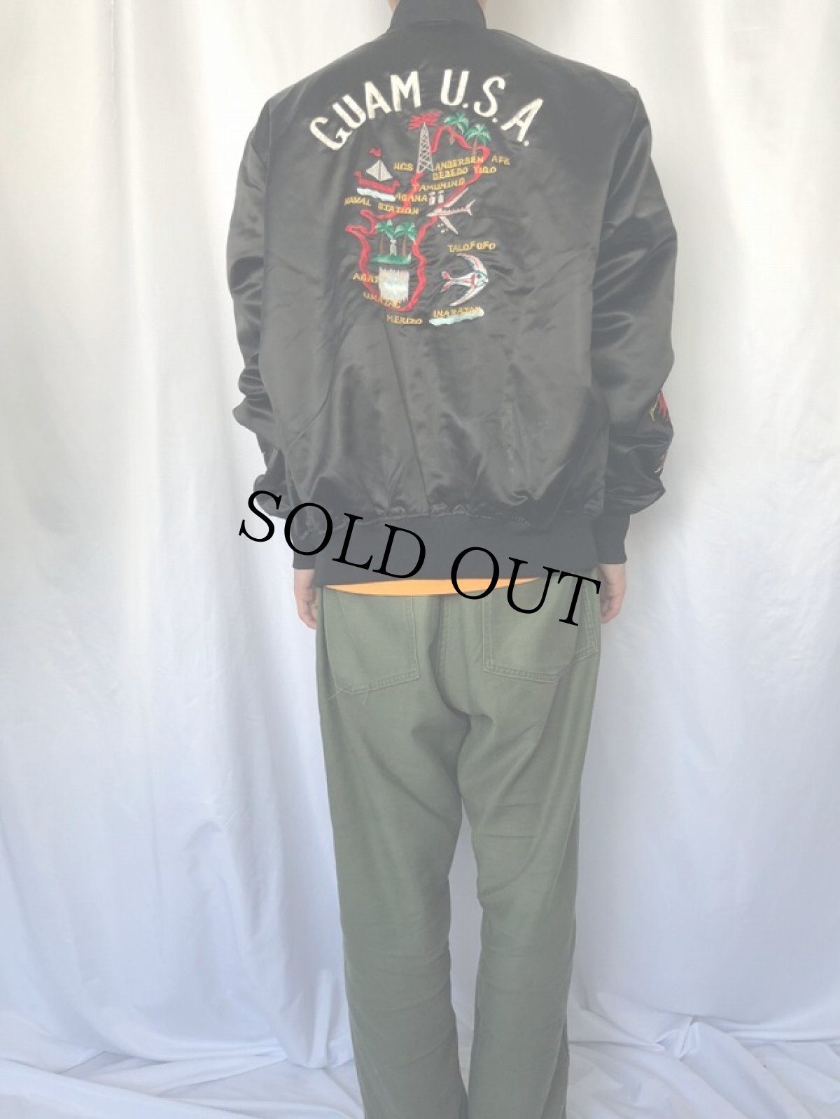 画像5: 80's SAMMY'S EMBROIDERY "GUAM U.S.A" ドラゴン刺繍 スーベニアジャケット XL (5)