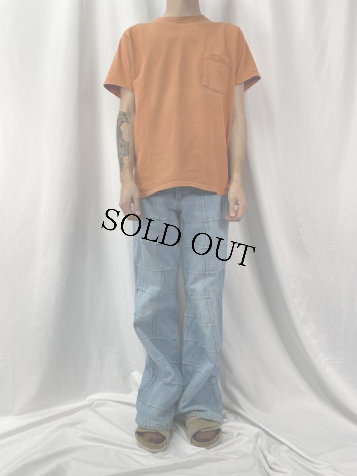 画像2: 70's BRITTANIA SPORTSWEAR パッチワークデニムフレアパンツ L (2)