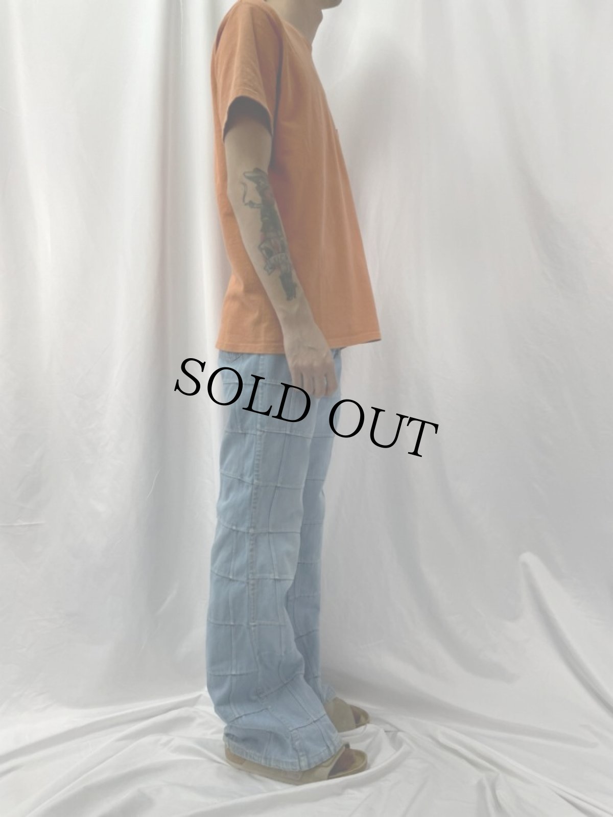 画像3: 70's BRITTANIA SPORTSWEAR パッチワークデニムフレアパンツ L (3)