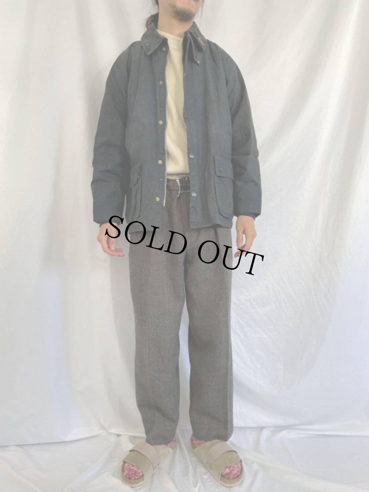 画像2: 90's Barbour ENGLAND製 "BEDALE" 3ワラント 濃紺 (2)