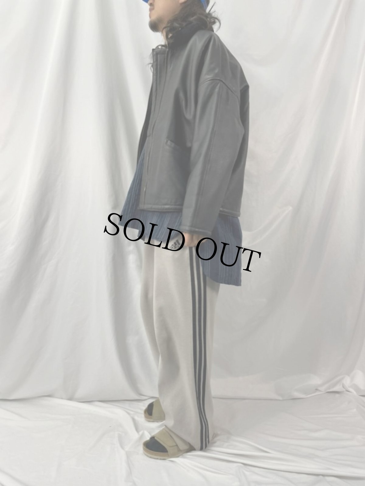 画像3: 90's CHALES KLEIN  ボア レザージャケット XL (3)