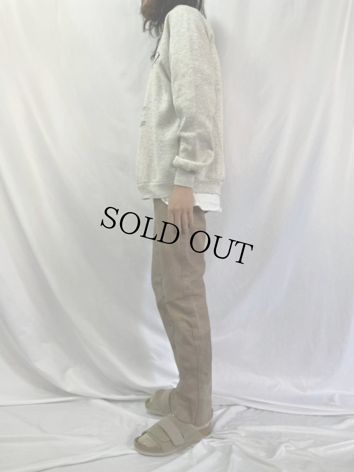 画像3: カットオフ レザーパンツ ベージュ W32 (3)