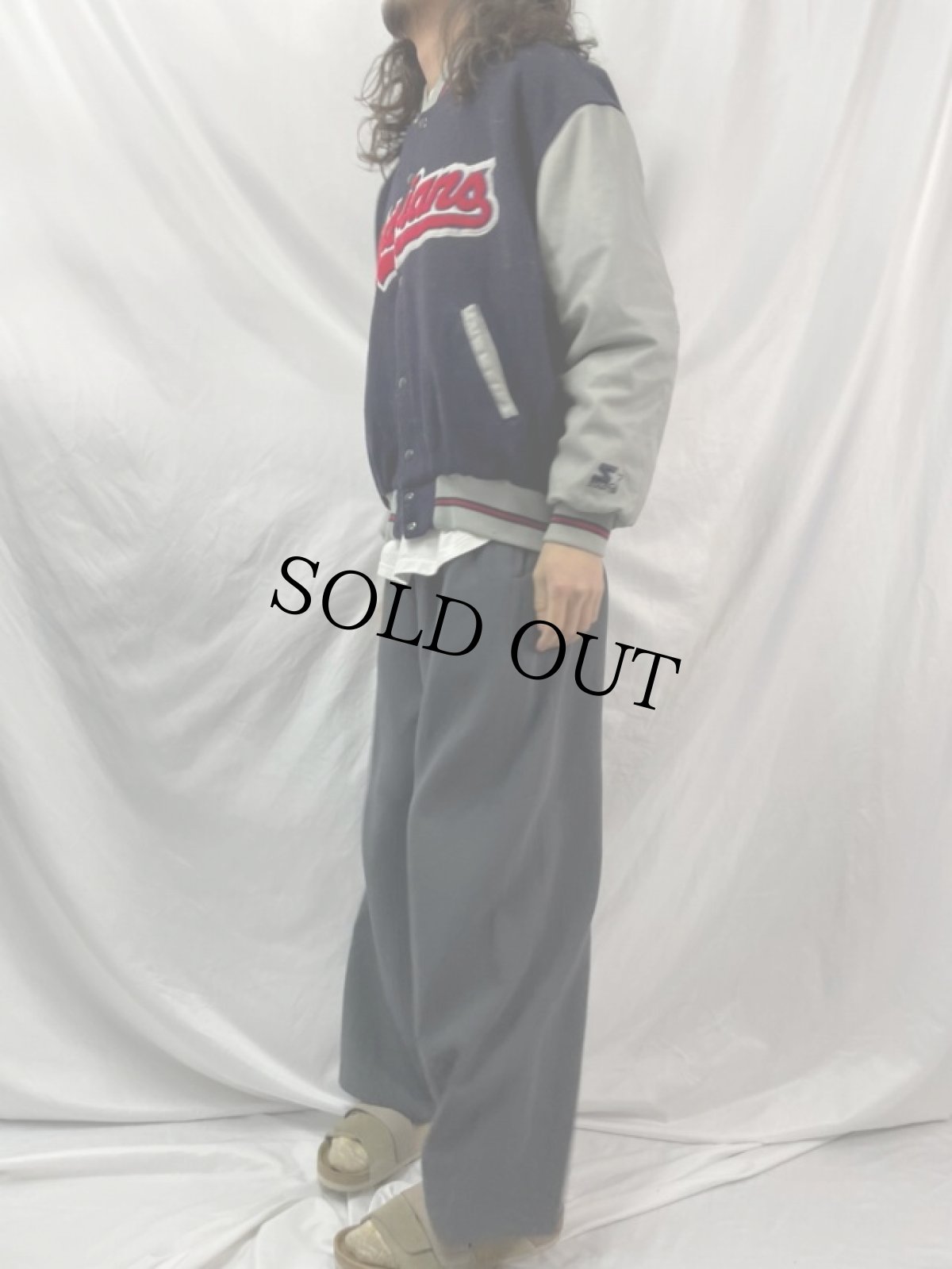 画像3: 90's STARTER Diamond collection USA製 "Indiana" ウール×レザー スタジャン XL (3)