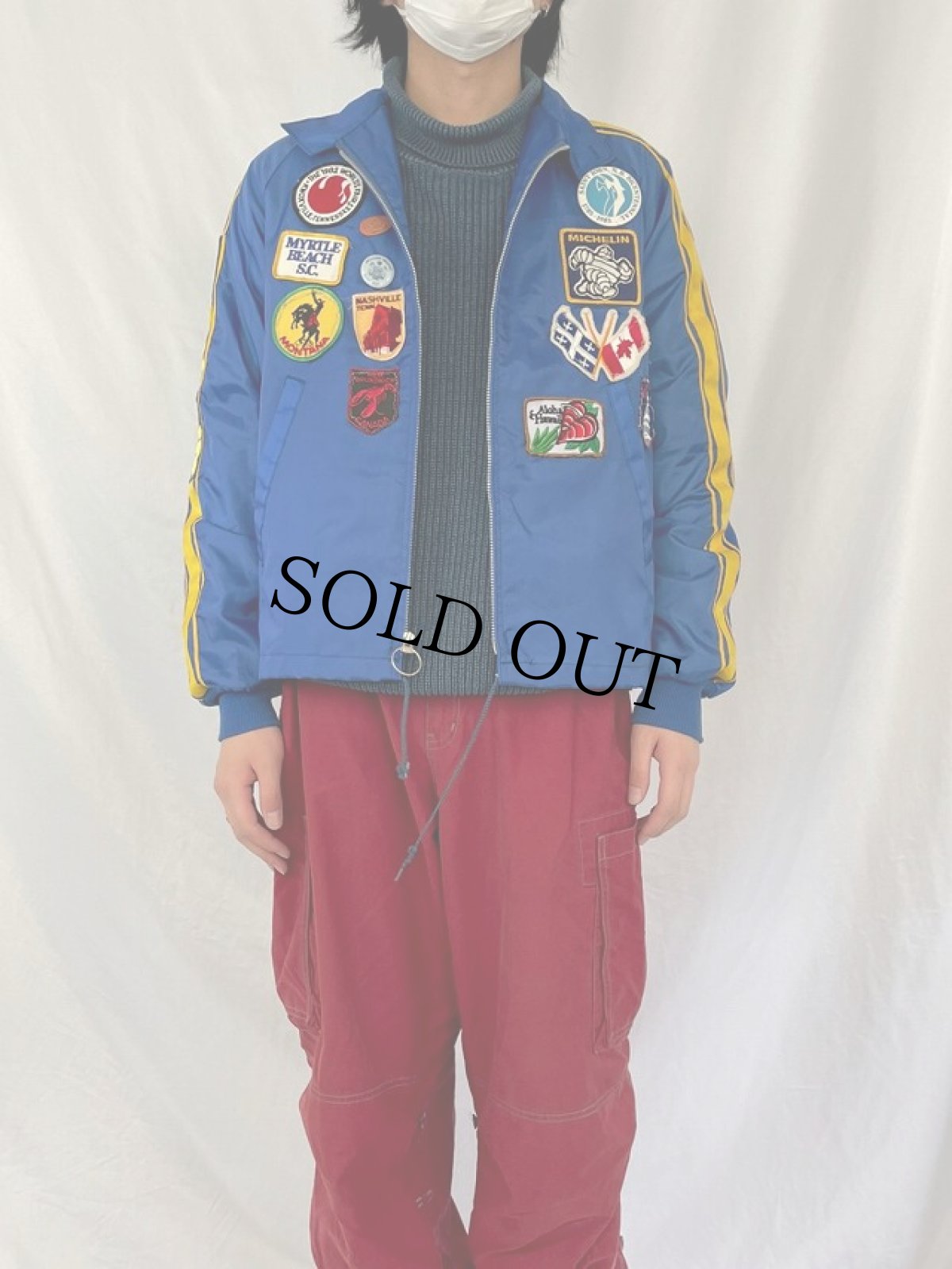 画像2: 70's Swingster "MICHELIN" ワッペン&バッチ付き ナイロンレーシングジャケット M (2)