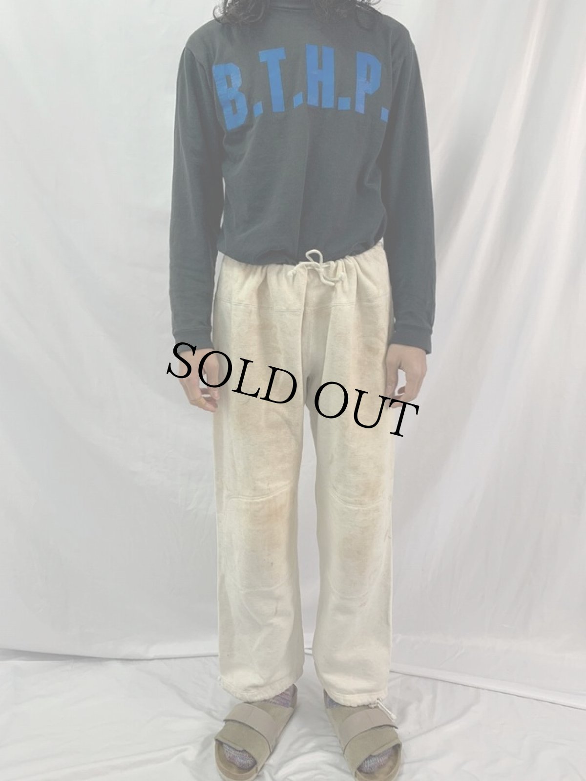 画像2: 40's U.S.NAVY ステンシル入り ダブルニースウェットパンツ M (2)