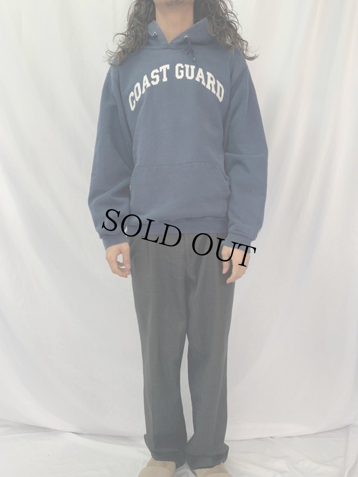 画像2: 90's COAST GUARD USA製 スウェットフーディー S (2)