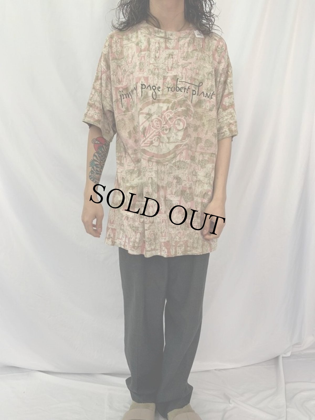 画像2: 90's Jimmy Page & Robert Plan 総柄 ミュージシャンTシャツ (2)