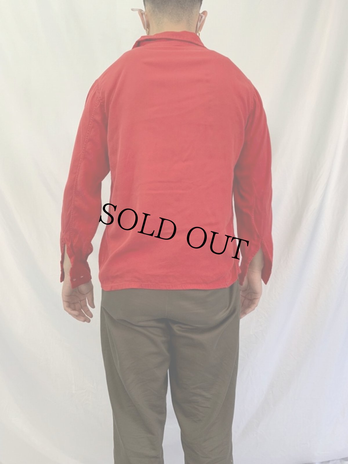 画像4: 50's CAMPUS レーヨンギャバジン オープンカラーシャツ M (4)