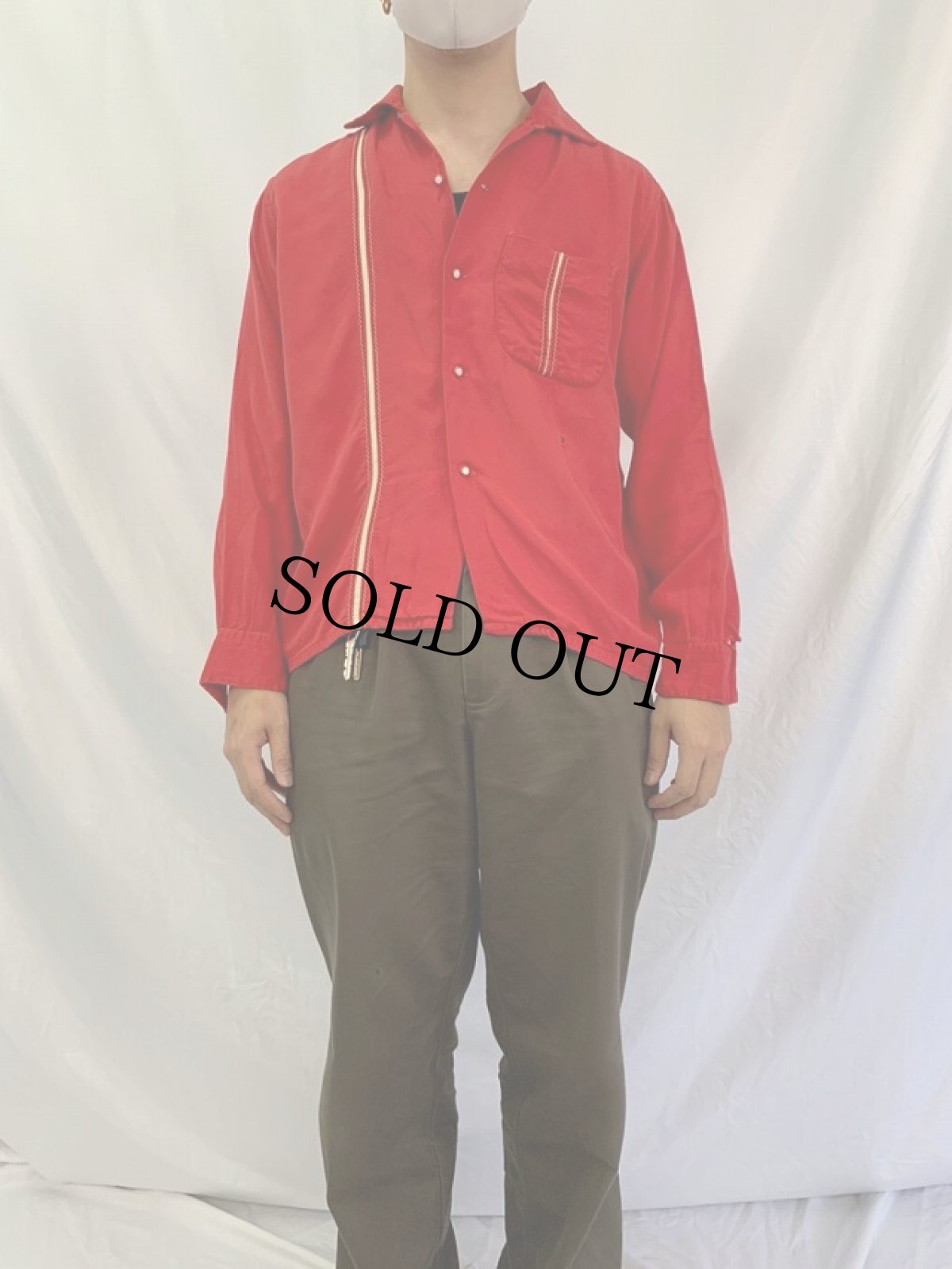 画像2: 50's CAMPUS レーヨンギャバジン オープンカラーシャツ M (2)